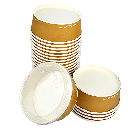 (a40) PZ 40 INSALATIERA BIO IN CARTONCINO AVANA 1200 ML ALTA 6,5 CM DIAMETRO 18 CM + PZ 40 COPERCHI