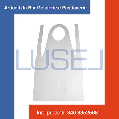 PZ 50 GREMBIULE MONOUSO IN HDPE BIANCO CM 75 X 115 PER LABORATORI E MACELLERIE