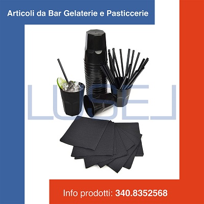 z11 KIT PZ 100 BICCHIERI NERI 270 CC + PZ 100 TOVAGLIOLI NERI 25X25 + PZ 100 CANNUCCE NERE 21 CM IDEALE PER FESTE E PART